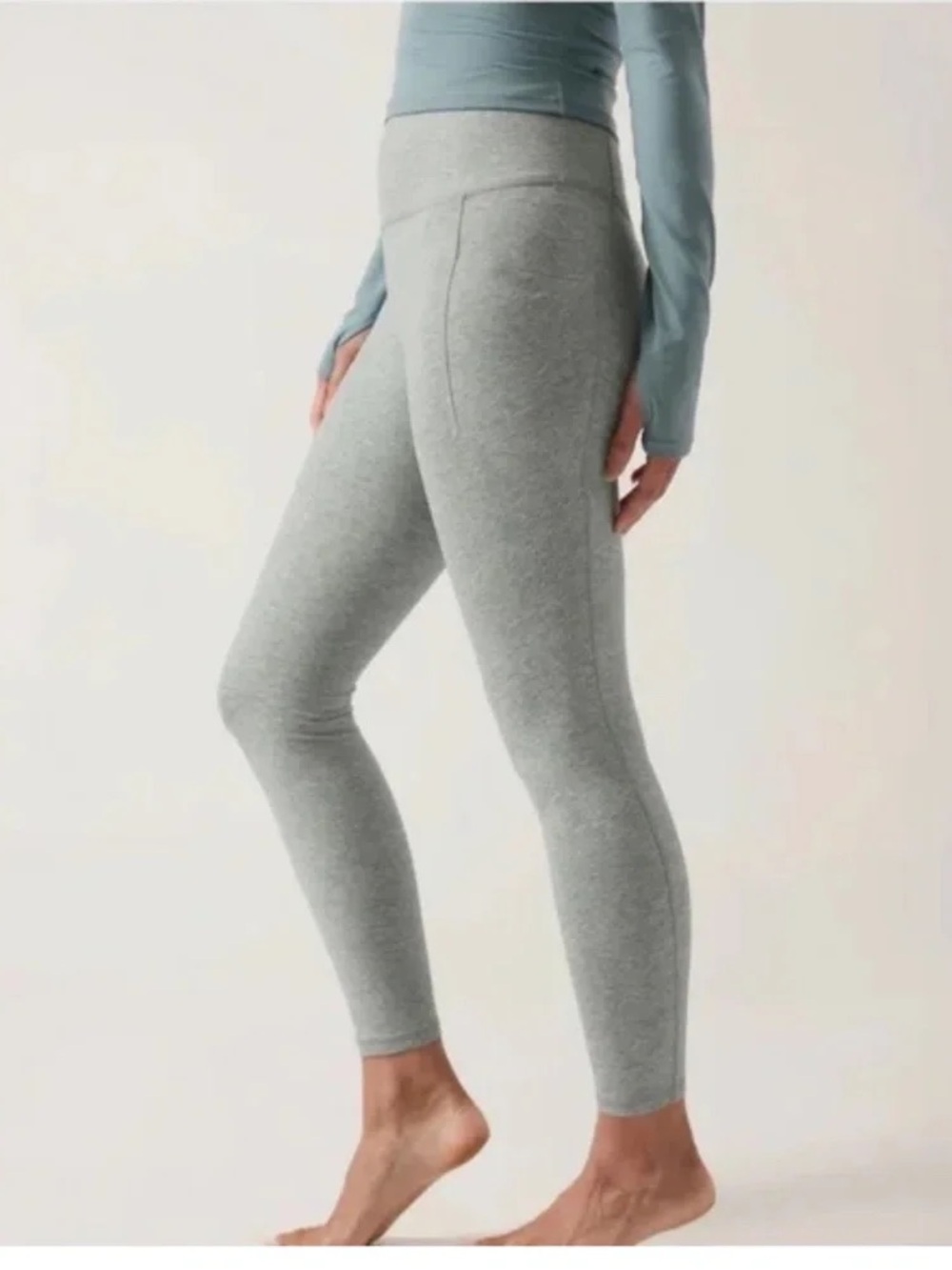 Athleta Salutation Stash Pocket II Softluxe Tight Grey Heather Blue 25” Small